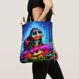 Bolsa Tote Flor de fantasia brilhante de Ladybug encantada