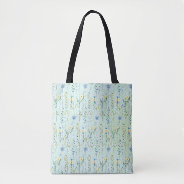 Bolsa Tote Flor de flora com gradiente de aquarela russa (Frente)