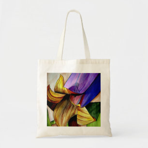Bolsa Tote Flor de Fritillária roxa arte original aquarela