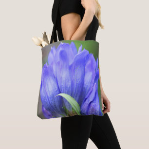 Bolsa Tote Flor de Genciana Azul Pálido em Flor