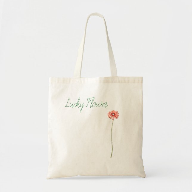 Bolsa Tote Flor de Gerbera Vermelho Pálido (Frente)