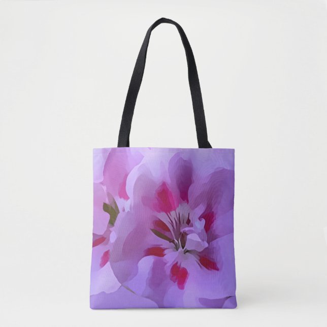 Bolsa Tote Flor de Hibisco Abstrata Violeta Rosa (Frente)