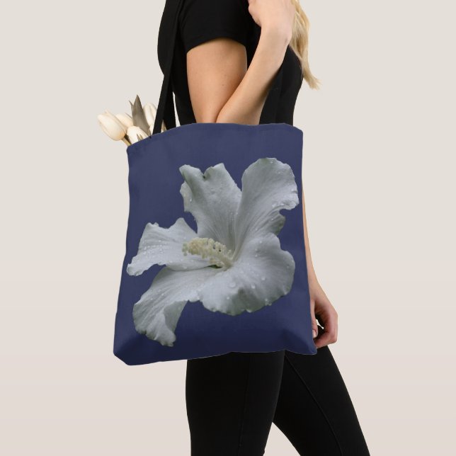 Bolsa Tote Flor de Hibisco Branca  (Close Up)