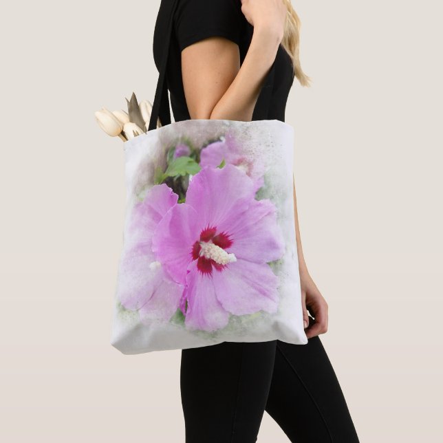 Bolsa Tote Flor de Hibisco Rosa (Close Up)