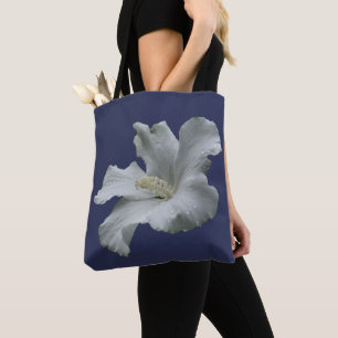 Bolsa Tote Flor de Hibiscus Branco