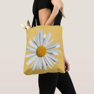 Bolsa Tote Flor de Hippie White Daisy - Moda de Trendy