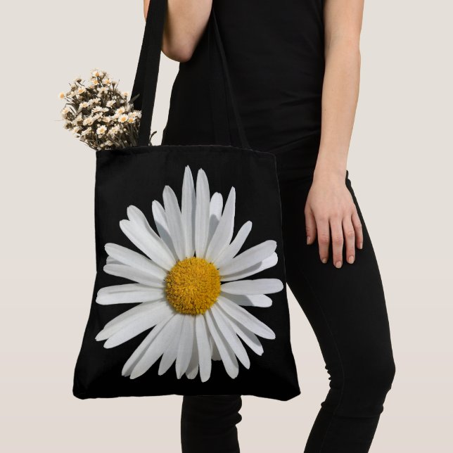 Bolsa Tote Flor de Hippie White Daisy - Moda de Trendy (Close Up)