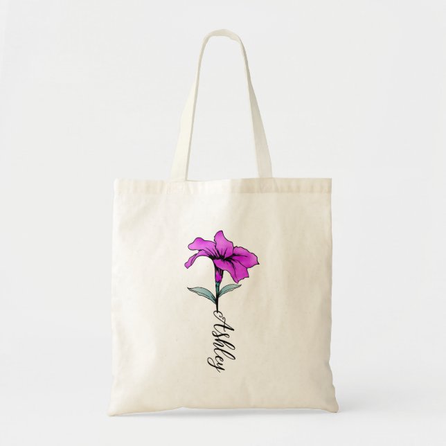 Bolsa Tote Flor de lírio Rosa Personalizado (Frente)