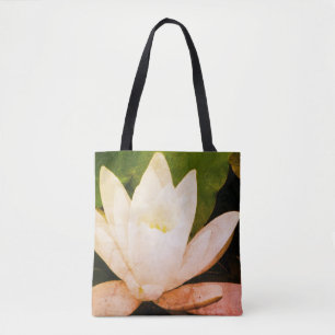 Bolsa Tote Flor de lótus branca, foto botânica