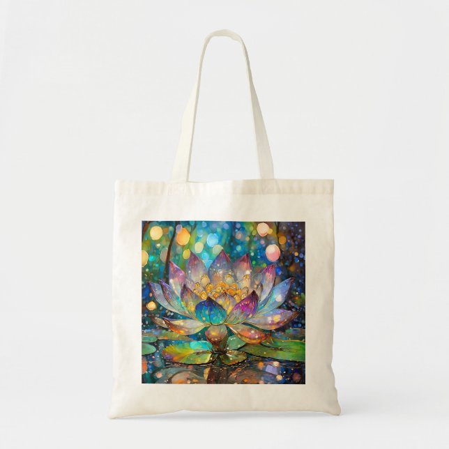 Bolsa Tote Flor de Lótus Iluminada em Flor (Frente)