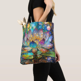 Bolsa Tote Flor de Lótus Iluminada em Flor