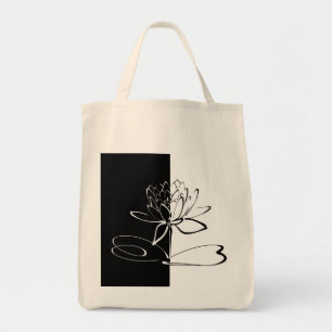 Bolsa Tote Flor de Lótus Preta e Branca Yin Yang