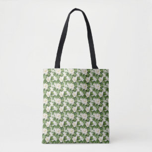 Bolsa Tote Flor de Magnólia Branca Elegante Sem Costura