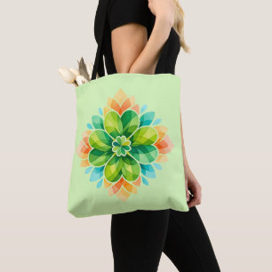 Bolsa Tote Flor de Mandala Pastel Jardim de Primav