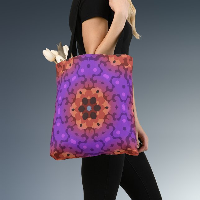 Bolsa Tote Flor de Mandala, Puro e Vermelho (Criador carregado)