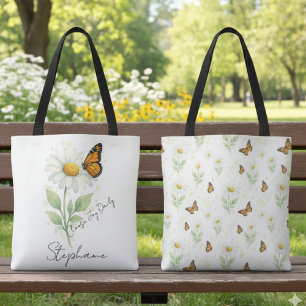 Bolsa Tote Flor de Margarida Borboleta Monarca Escolha Alegri