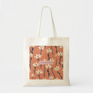 Bolsa Tote Flor de Margarida Retro Divertida Personalizada