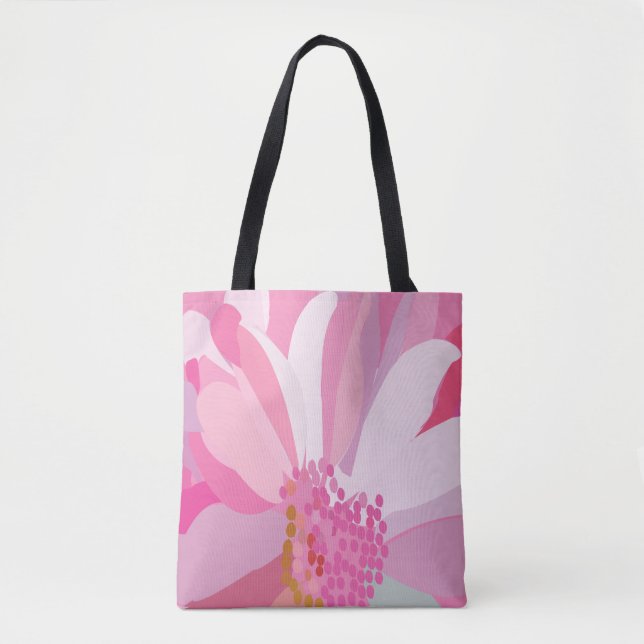 Bolsa Tote Flor de margarida rosa (Frente)