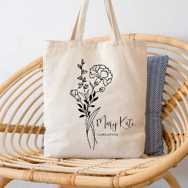 Bolsa Tote Flor de Mês de Nascimento Personalizada Janeiro Bo