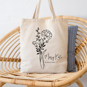 Bolsa Tote Flor de Mês de Nascimento Personalizada Janeiro Bo