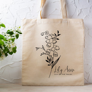 Bolsa Tote Flor de Mês de Nascimento Personalizada Maio Boho