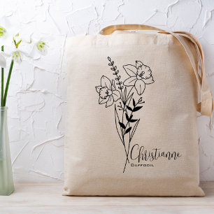 Bolsa Tote Flor de Mês de Nascimento Personalizada Março 