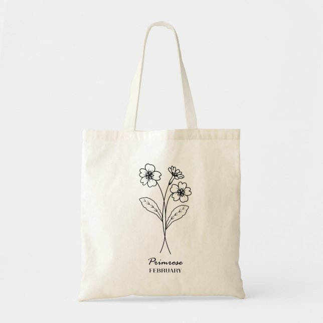 Bolsa Tote Flor de Nascimento de Fevereiro | Prímula (Frente)