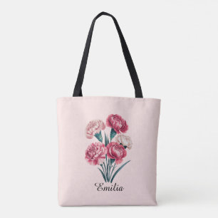 Bolsa Tote Flor de Nascimento de Janeiro de Cárnação Personal