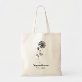 Bolsa Tote Flor de Nascimento de Novembro | Crisântemo