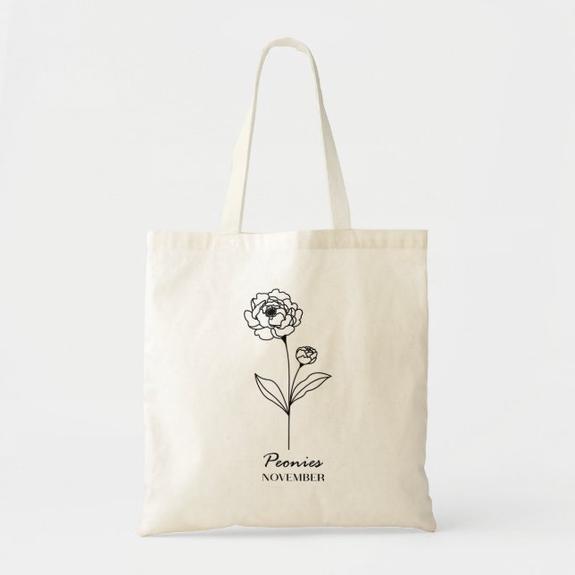 Bolsa Tote Flor de Nascimento de Novembro | Peony (Frente)