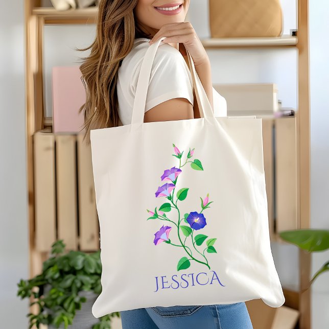 Bolsa Tote Flor de Nascimento de Setembro - Ipoméia Roxa (Criador carregado)