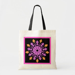Bolsa Tote Flor de néon cor-de-rosa e alaranjada