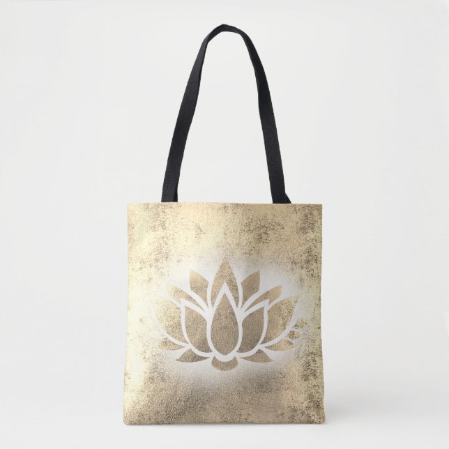 Bolsa Tote flor de ouro e lótus (Frente)