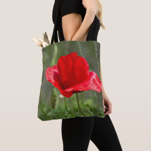 Bolsa Tote Flor de papoila vermelha selvagem