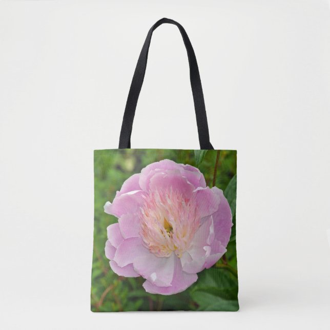 Bolsa Tote Flor de pedônia rosa (Frente)