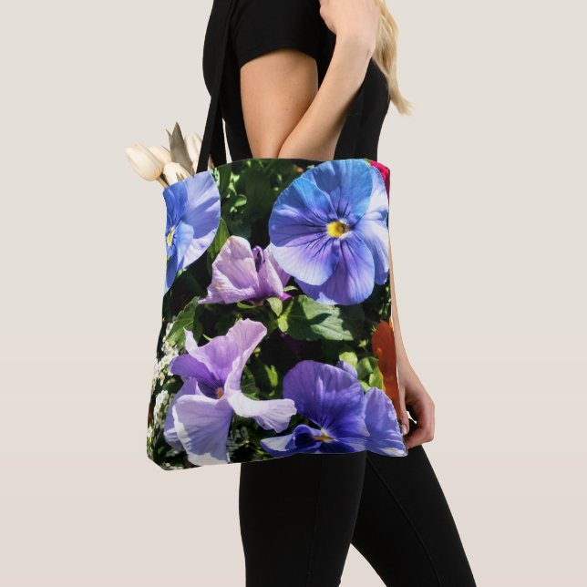Bolsa Tote Flor de Pensamento Roxo Foto Personalizada  (Close Up)