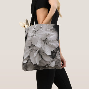 Bolsa Tote Flor De primavera Em Preto E Branco