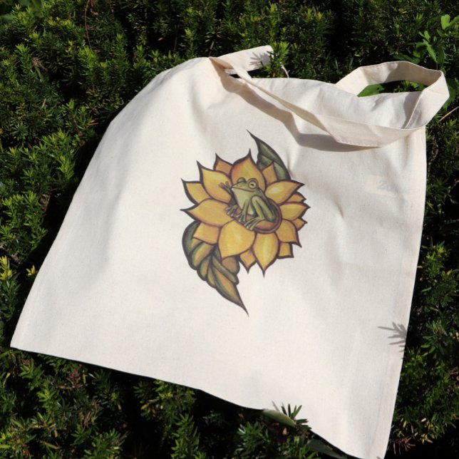 Bolsa Tote Flor de Rã Floral Sapo de Girassol (Criador carregado)