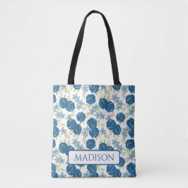 Bolsa Tote flor de rosa azul marinho
