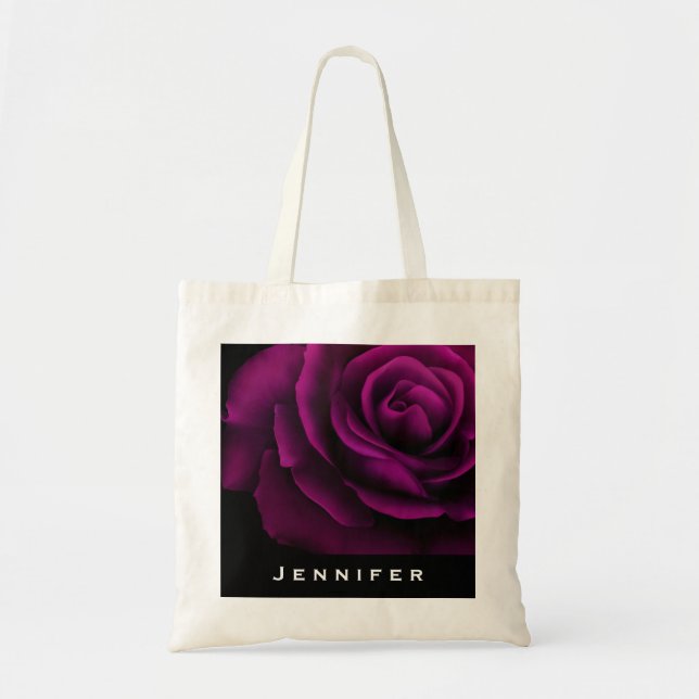 Bolsa Tote Flor de Rosa vermelha Roxo Gótico (Frente)
