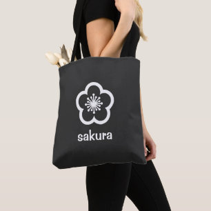Bolsa Tote Flor de Sakura Branca - Carvão