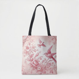 Bolsa Tote Flor de toile rosa vintage