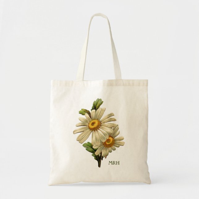 Bolsa Tote Flor de Verão bonito Daisy Flower Opcional Inicial (Frente)