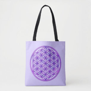 Bolsa Tote Flor de Vida / Blume des Lebens - azul rosa