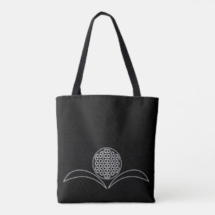 Bolsa Tote Flor de Vida / Blume des Lebens - Folhas brancas 2