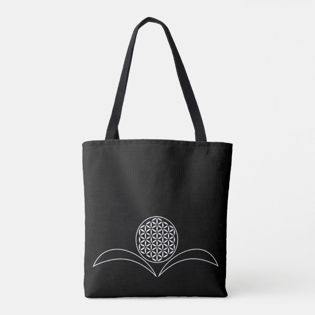 Bolsa Tote Flor de Vida / Blume des Lebens - Folhas brancas 2 (Verso)