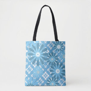 Bolsa Tote Flor de xadrez abstrato moderna e sem costura
