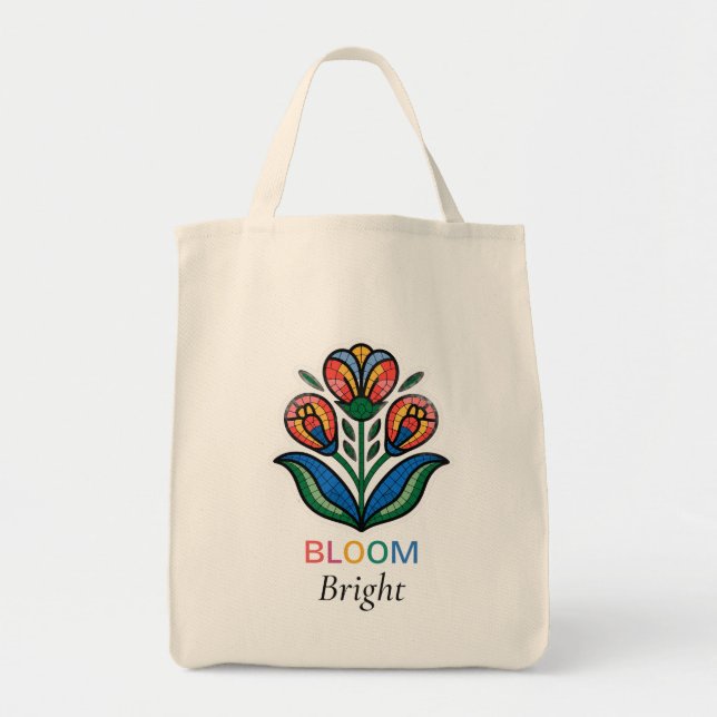 Bolsa Tote Flor Desabrocha Brilhante (Frente)