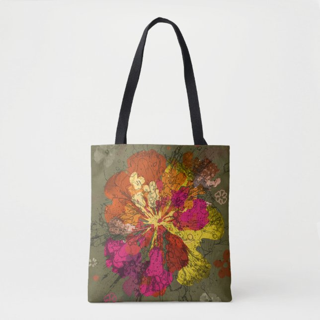 Bolsa Tote Flor Desabrochada Abstrata e Ousada (Frente)