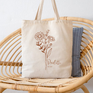 Bolsa Tote Flor do Mês de Nascimento Personalizada Abril Ferr